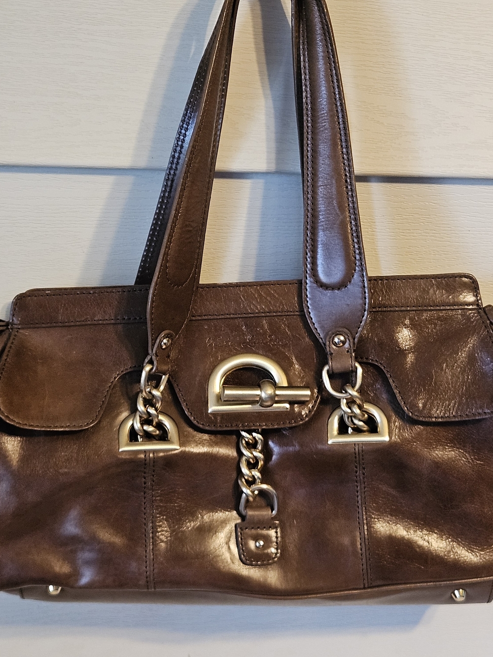Kate Landry Brown Leather Chain Accent Women’s Purse